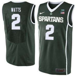 Men Mark Watts Michigan State Spartans #2 Nike NCAA Green Authentic College Stitched Basketball Jersey IG50Z40BD